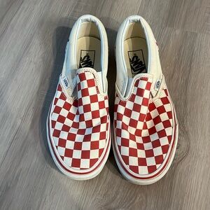 Red and white checked vans